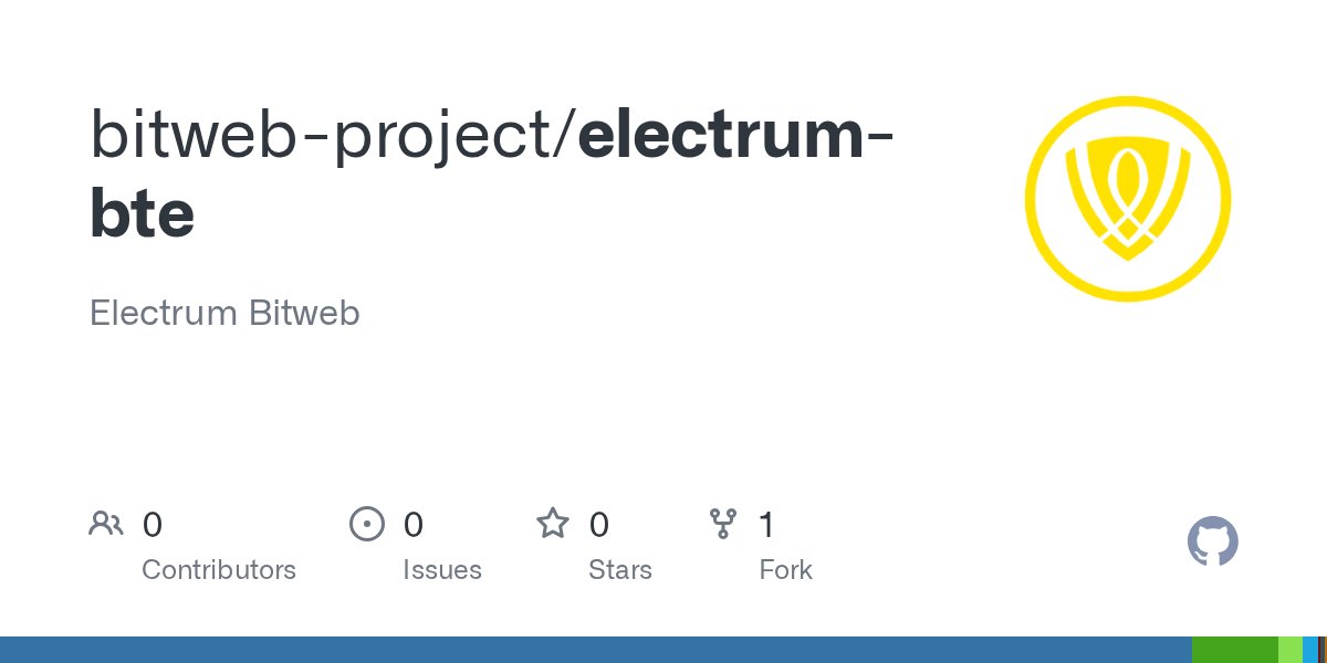 Bitweb_Project's tweet card. Electrum Bitweb. Contribute to bitweb-project/electrum-bte development by creating an account on GitHub.