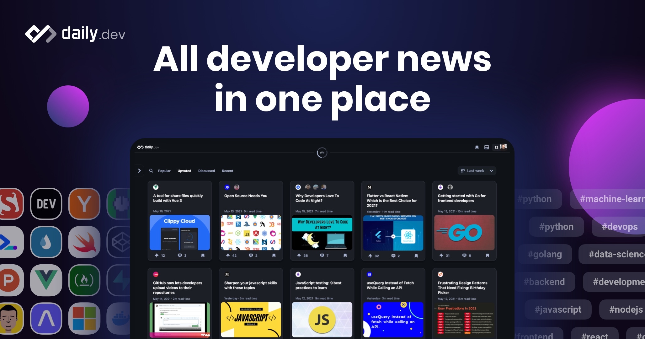 dailydotdev's tweet card. daily.dev is a professional network for developers to learn, collaborate, and grow together 👩🏽‍💻 👨‍💻 - dailydotdev/daily