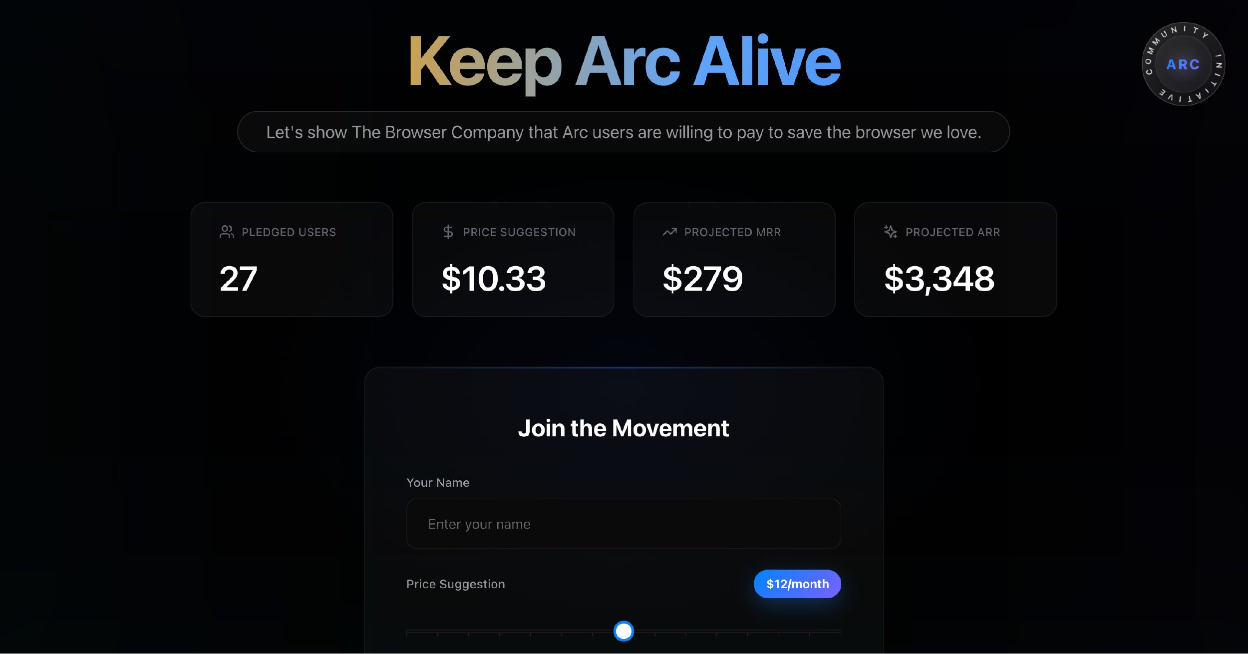 technerdcarp's tweet card. Save Arc: Join thousands of Arc Browser users showing The Browser Company we're willing to pay to keep Arc alive. Community initiative to save the browser we love.