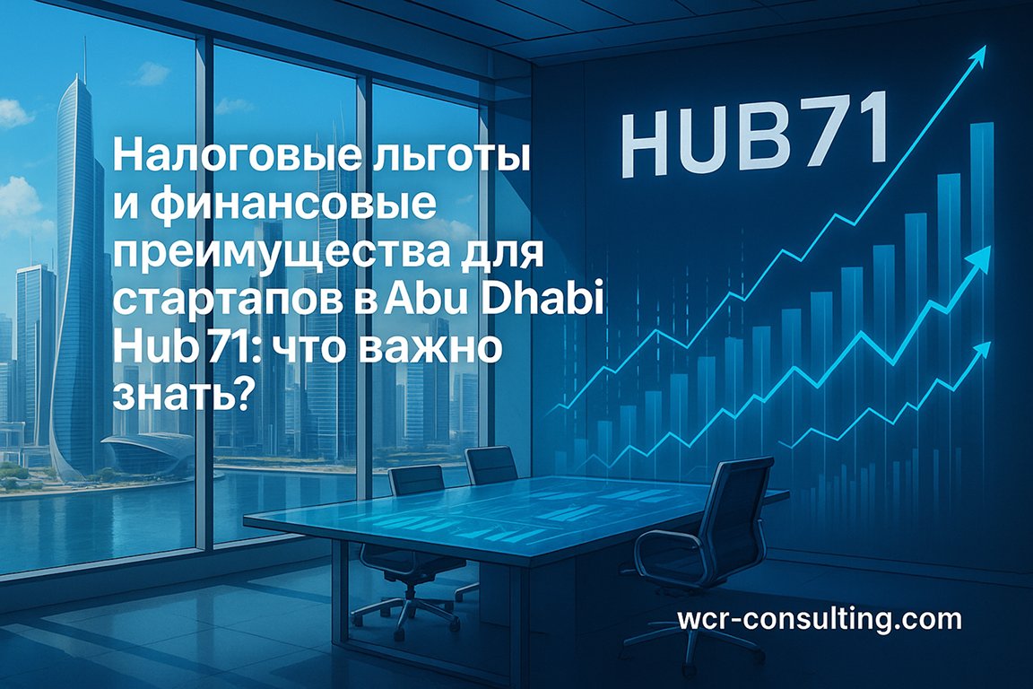 wcr_consulting's tweet card. Узнайте, какие налоговые преимущества и финансовые льготы доступны стартапам в Hub 71 — ведущем инновационном хабе Абу-Даби.