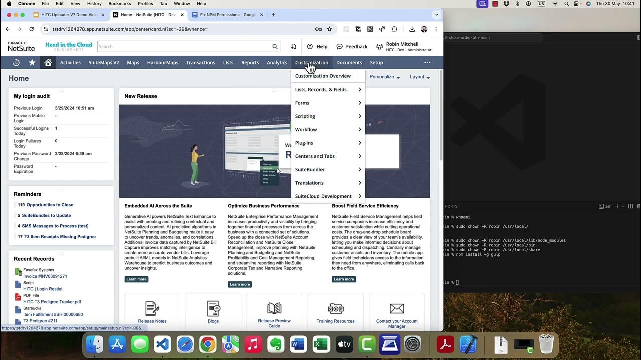 HITCforNetSuite's tweet card. NetSuite SuiteScript 2.1 Demo - VS Code - Mac - 2024