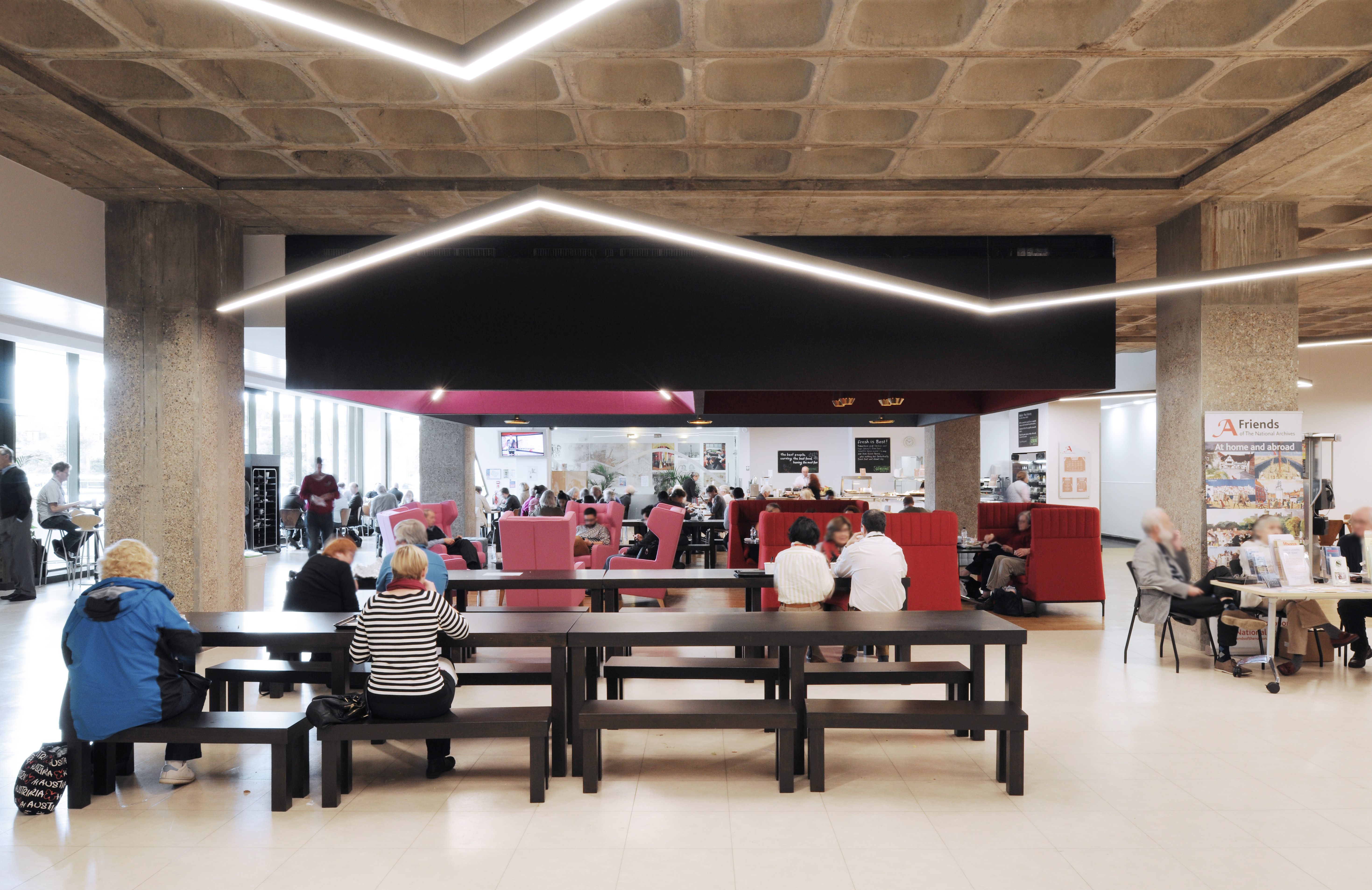 Fran_Willz's tweet card. AOC Architecture has stripped back the interiors of The National Archives Q1 building in Kew to reveal the original coffered concrete ceilings and to increase the volume of the spaces in the first...
