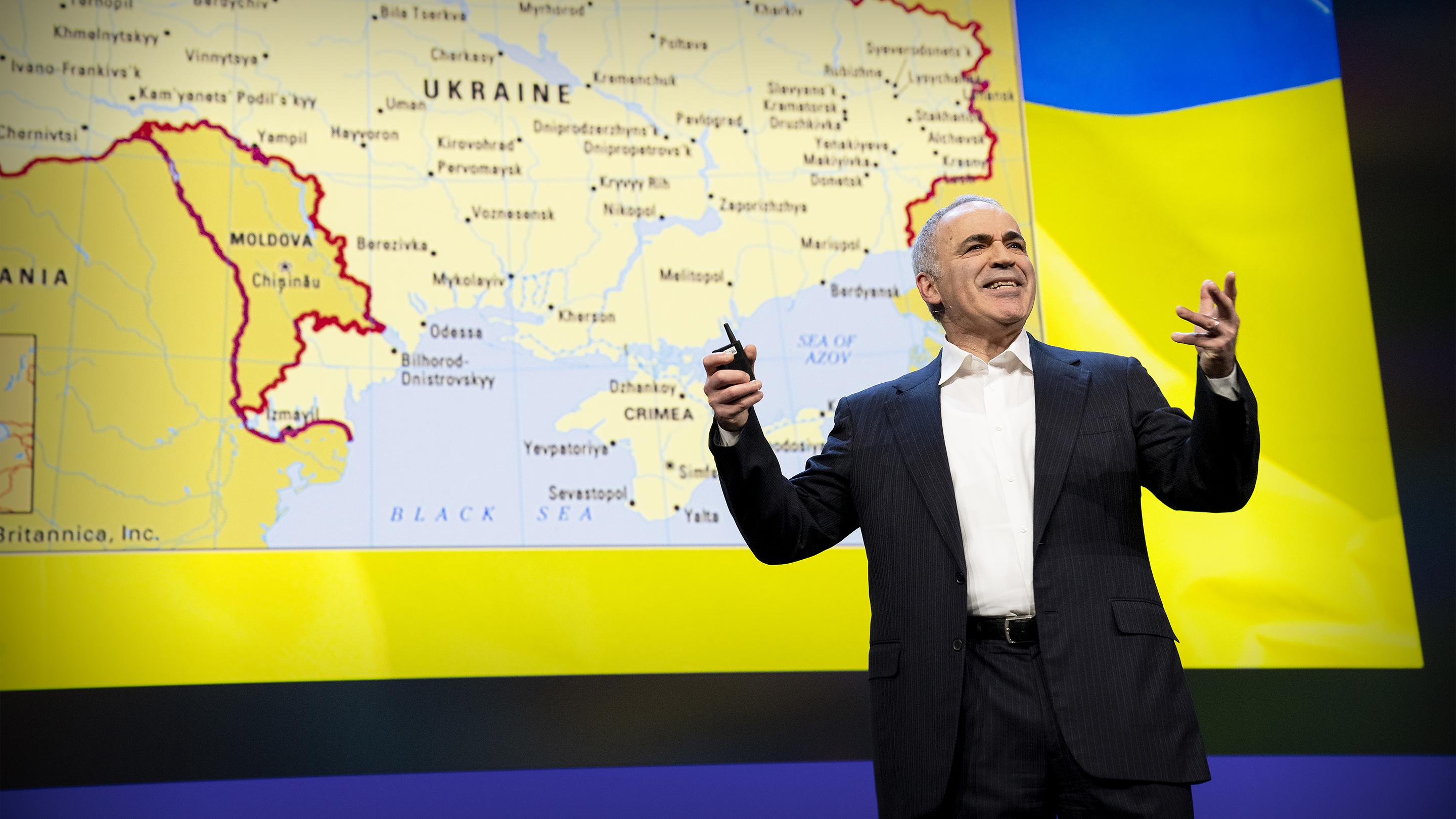 TEDTalks's tweet card. Ukraine is on the front line of a war between freedom and tyranny, says chess grandmaster and human rights advocate Garry Kasparov. In this blistering call to action, he traces Vladimir Putin's rise...