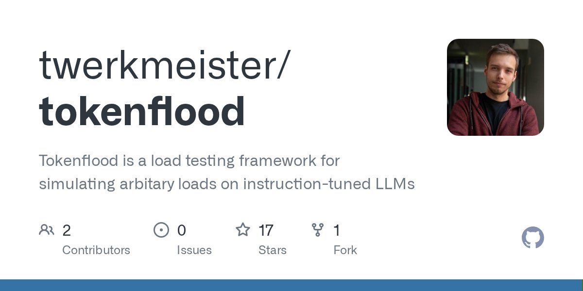 Content_Fans's tweet card. Tokenflood is a load testing framework for simulating arbitary loads on instruction-tuned LLMs - twerkmeister/tokenflood