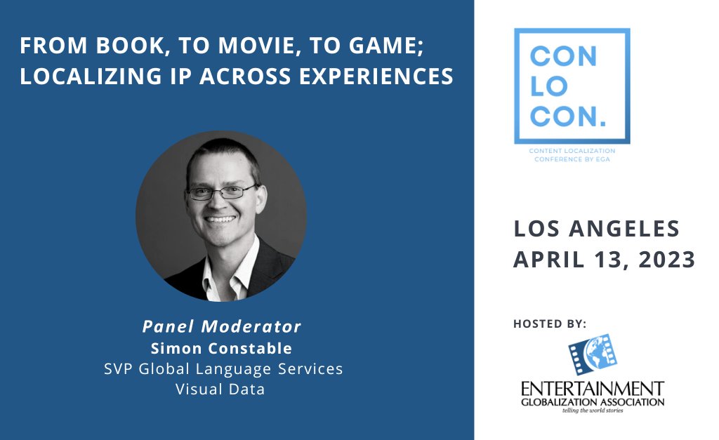 wearevisualdata's tweet card. Join Visual Data’s SVP, Language Services, Simon Constable along with others at EGA's first ever Content Localisation (CON-LO-CON) event.