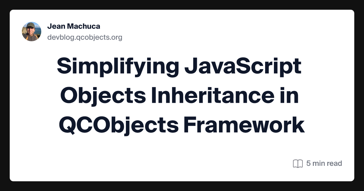 qcobjects's tweet card. Objects Inheritance Objects Inheritance means that it is possible to inherit attributes and methods from one class to another. In JavaScript, a class is a representation of an object's prototype, and...