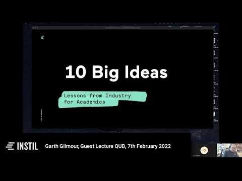 instil's tweet card. Garth Gilmour, Guest lecture, QUB, February 2022