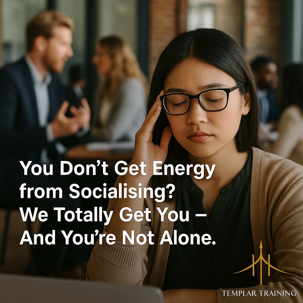 TemplarTraining's tweet card. You Don’t Get Energy from Socialising? We Totally Get You — And You’re Not Alone. Have you ever walked out of a lively meeting that was full of ideas and laughter, feeling drained instead of energi...