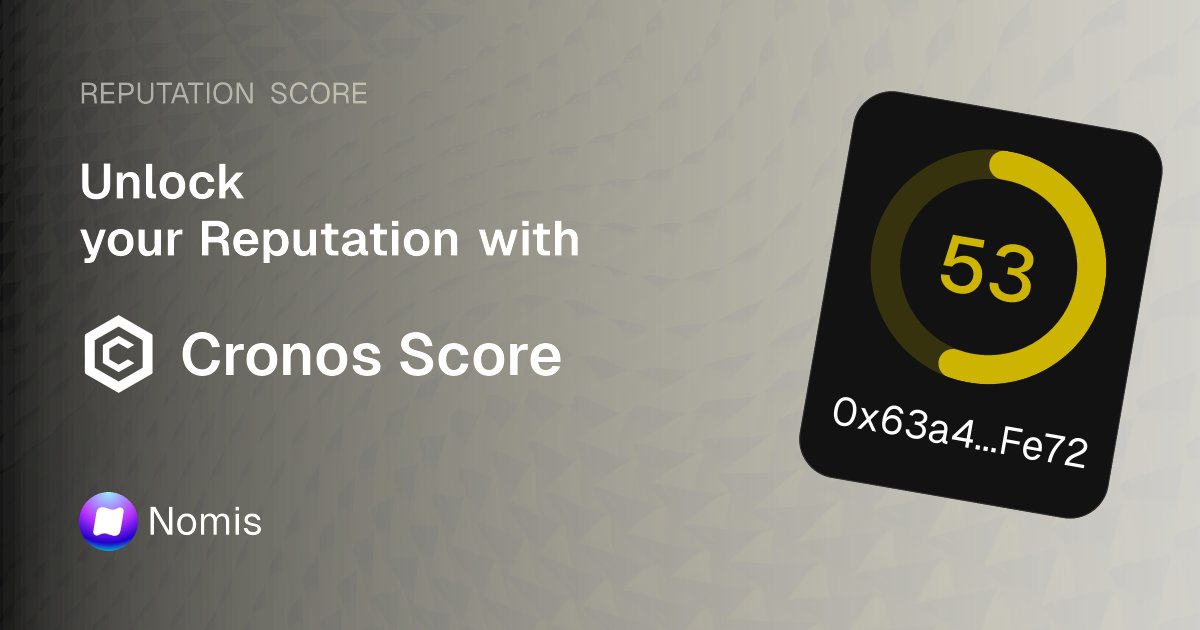 ABFS45's tweet card. Leverage Cronos onchain reputation at your fingertips. Mint onchain score now to become eligible for drops, get personalized offers, discounts and more.