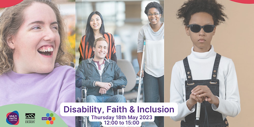 MultiFaithDerby's tweet card. This symposium will explore how disability and inclusion are framed within the 6 major world religions.