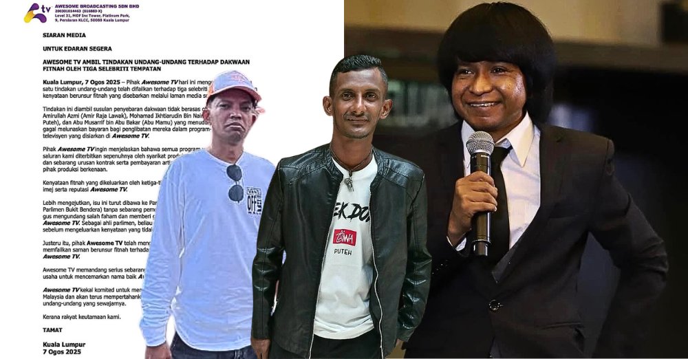 sinarplus's tweet card. AWESOME Broadcasting Sdn Bhd atau Awesome TV mengesahkan bahawa satu tindakan undang-undang telah difailkan terhadap tiga pelawak selebriti tempatan. Tiga...