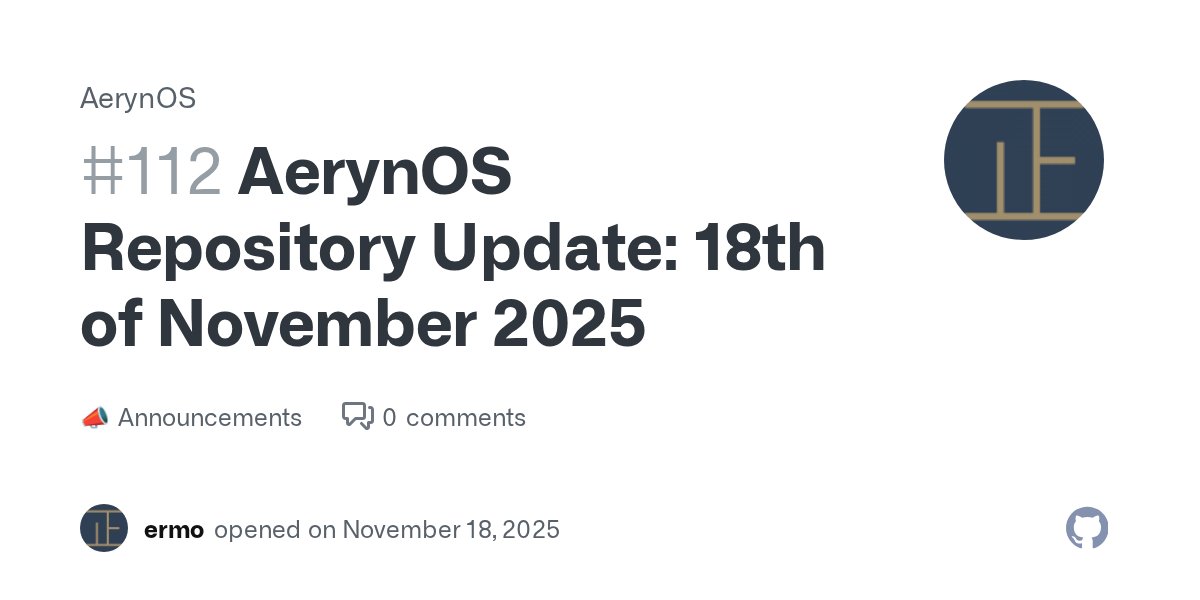 AerynOS_Linux's tweet card. Another week, another repository sync. This was a shorter week as we synced later in the week last week, however there was still a lot that we got landed! Major Updates: KDE Plasma 6.5.3 Mesa v25.3...