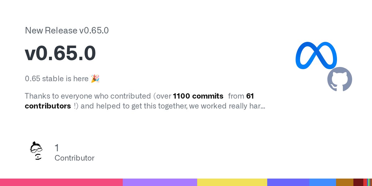 Kelset's tweet card. 0.65 stable is here 🎉 Thanks to everyone who contributed (over 1100 commits from 61 contributors!) and helped to get this together, we worked really hard and we hope you are as excited as we are 🤗...
