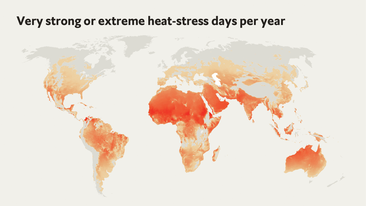 TheEconomist's tweet card. Climate change and population distribution are the cause