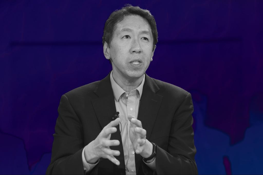 yrbrainisntfull's tweet card. Andrew Ng recommends using AI to create code instead of writing it out manually.