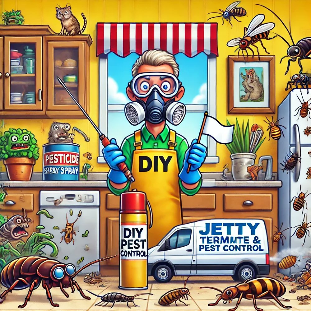 JettyPest's tweet card. Discover the pitfalls of DIY Pest Control and learn why it often fails. Avoid costly mistakes and protect your home with expert solutions.
