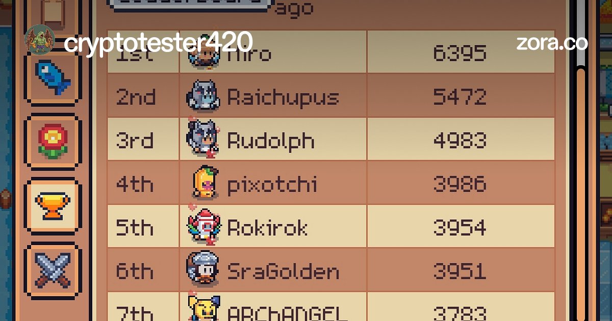 CryptoTester420's tweet card. Very last shot of Building Friendships Event Leaderboard @sunflower_land Hardest event i have ever been to. Hiro is just evil and doesnt sleep. #starterpack #code pixotchi https://sunflower-land.co...