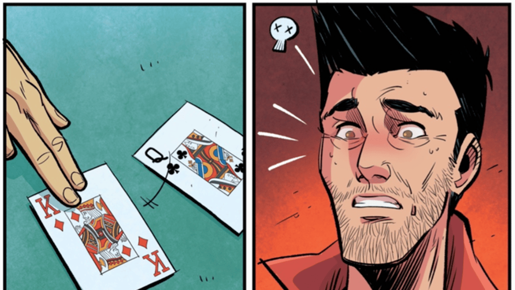 TwistedNeil's tweet card. Joe Stapleton's and Neil Gibson's TRAPPED is a poker-comedy love letter to the gambling/heist genre. ROUNDERS meets DEADPOOL.