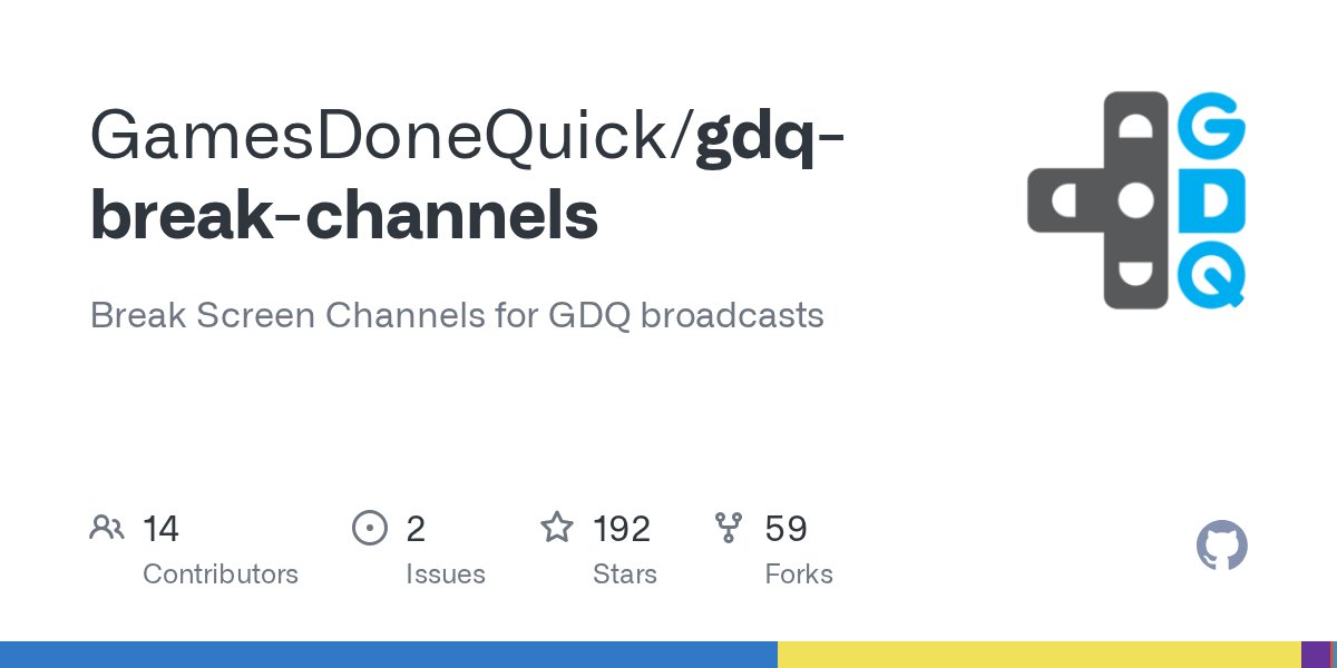 0xSeldszar's tweet card. Break Screen Channels for GDQ broadcasts. Contribute to GamesDoneQuick/gdq-break-channels development by creating an account on GitHub.