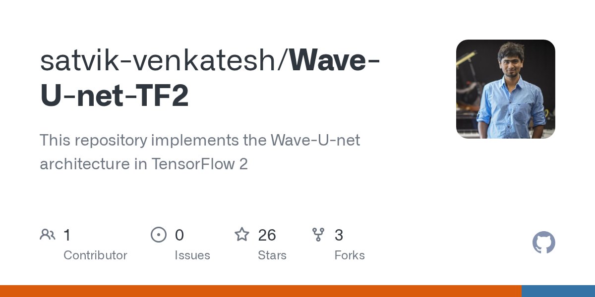 SatvikVenkatesh's tweet card. This repository implements the Wave-U-net architecture in TensorFlow 2 - satvik-venkatesh/Wave-U-net-TF2