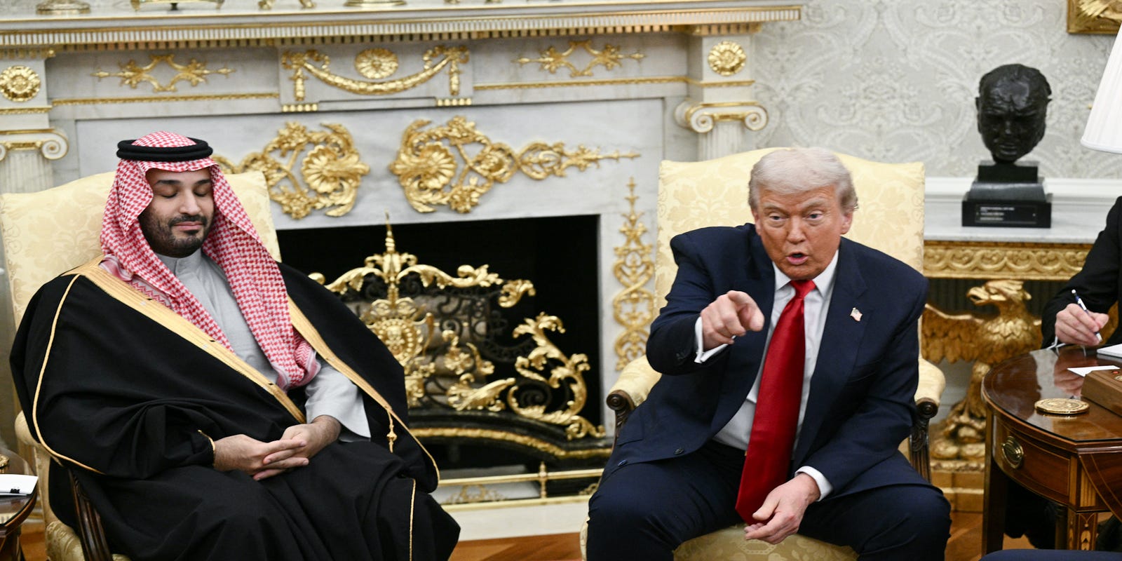 TiknisArts's tweet card. President Donald Trump held an Oval Office meeting with the Saudi prince suspected of having journalist Jamal Khashoggi killed. What he said floored me.