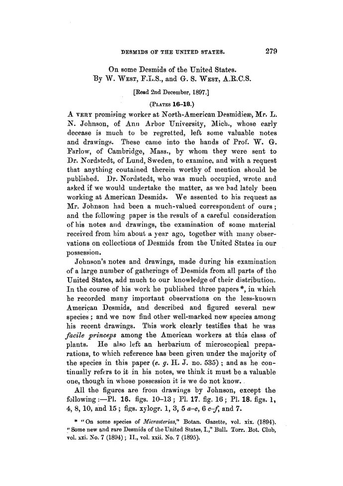 DocsDel's tweet card. On some Desmids of the United States