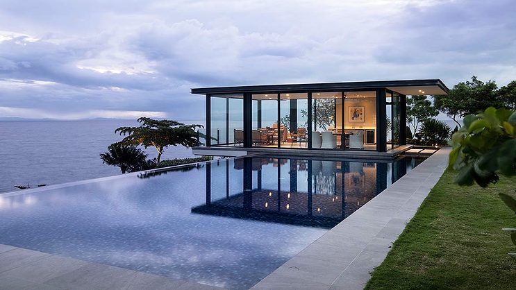 StoneWrld's tweet card. Tile from Spanish manufacturer APE Grupo was selected for the design of Cliff House Villas, located on the tropical island of Cebu in the Phillipines.