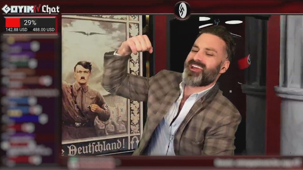 PhilNvestigates's tweet card. A notorious neo-Nazi is celebrating his possible role in influencing a deadly school shooting, responds to Phil Williams' reports