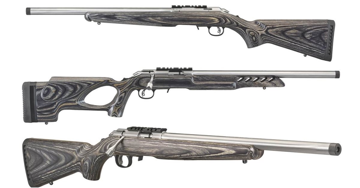 LogBooksForGuns's tweet card. Featuring black laminate stocks and a matte stainless finish, four new Ruger American Rimfire target rifles in popular calibers have been announced.