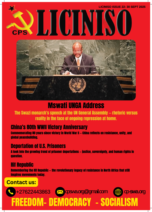 CPSwaziland's tweet card. Liciniso Issue 22: Building the Struggle for People’s Power and Economic Liberation Released: 30 September 2025 Liciniso Issue 22 captures the pulse of Swaziland’s struggle for democracy and social…