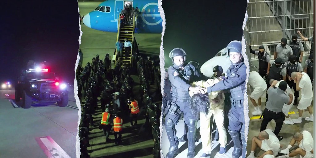 impresarioUS's tweet card. President Trump commented on video from Salvadorean President Nayib Bukele, showing hundreds of alleged criminal migrants arriving in Central America after being deported from the U.S.