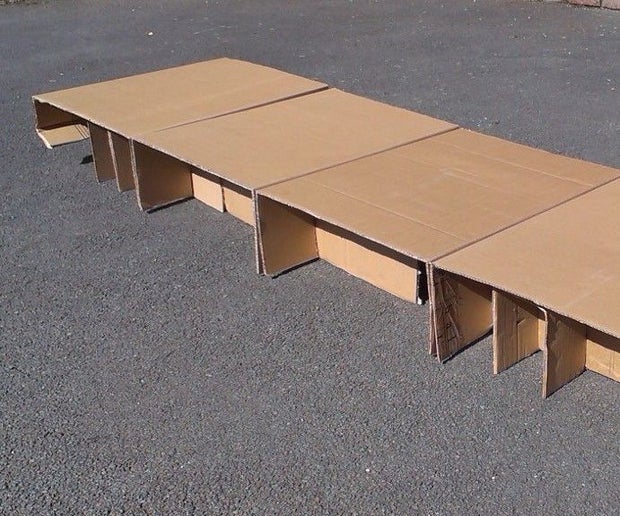 designandhuman's tweet card. Card Beds for Homeless People: I designed this bed so that homeless people can have a more comfortable night's sleep. As it raises them off the ground and is made from a material that doesn't conduct...