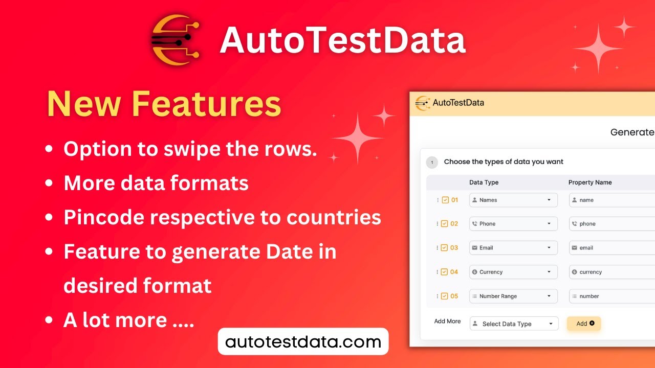 autotestdata's tweet card. New Features: AutoTestData | Free tool to generate the fake test data...