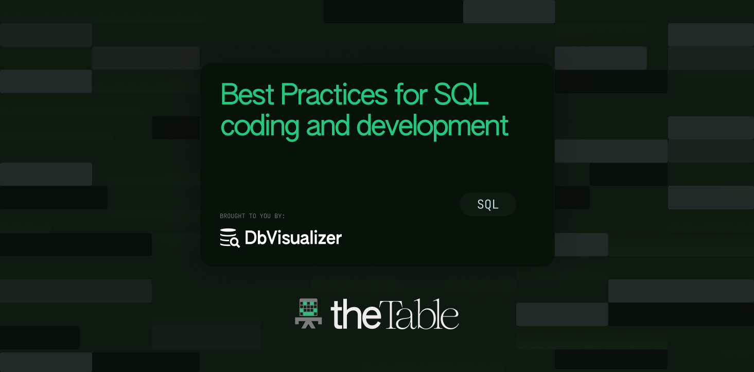 dbvisualizer's tweet card. Elevate your SQL coding skills with best practices that boost productivity and optimize database performance while ensuring secure and maintainable code.