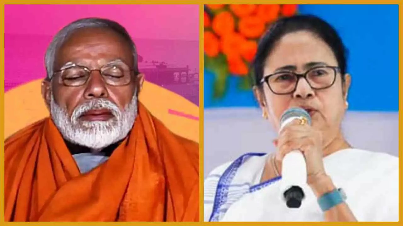 newstrackmedia's tweet card. Election 2024 : प्रधानमंत्री नरेंद्र मोदी 30 मई की शाम चुनावी शोर थमने के बाद कन्याकुमारी में 24 घंटे का ध्यान लगाने वाले हैं। इसी कार्यक्रम का जिक्र करते हुए ममता बनर्जी ने हमला बोला है और कहा है...