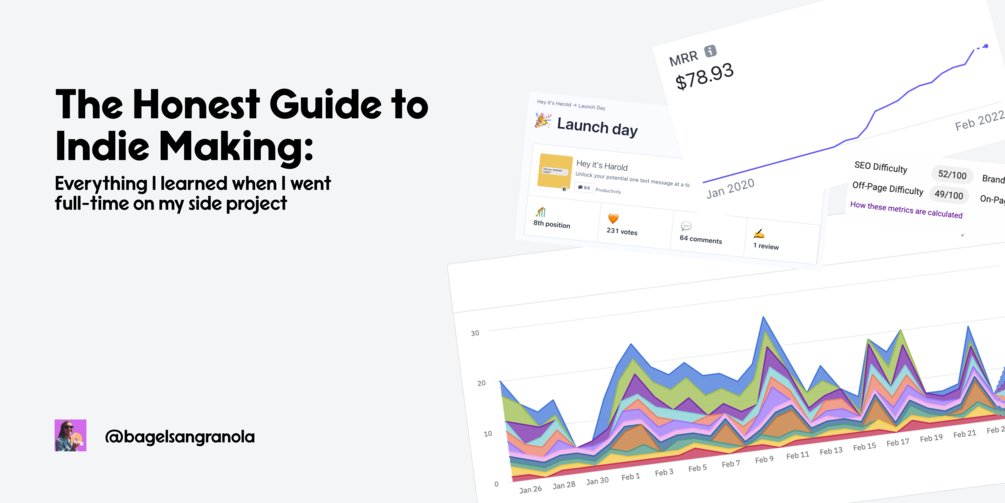 kevinholesh's tweet card. About the Honest GuideIndie Maker Twitter told me I could build a SaaS product and get to $10k MRR in a few months. Even with almost 10 years experience with product design and product management f...