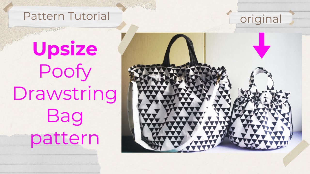 projectsbyjane's tweet card. Upsize Poofy Drawstring Bag Pattern #pdfsewingpattern #bagpattern...