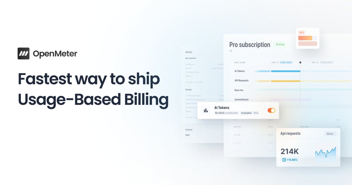 YehonatanBitto1's tweet card. Metering and Billing for AI, API and DevOps. Collect and aggregate millions of usage events in real-time and enable usage-based billing. - openmeterio/openmeter