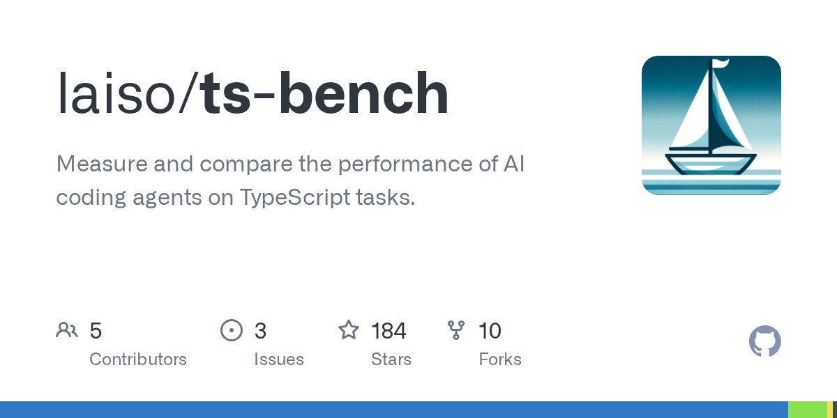 laiso's tweet card. Measure and compare the performance of AI coding agents on TypeScript tasks. - Benchmark for gemini using gemini-3-pro-preview · laiso/ts-bench@06c012e