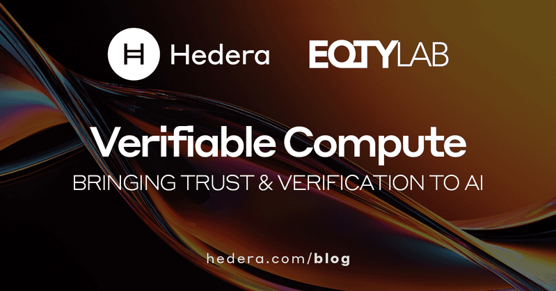 hedera's tweet card. New Verifiable Compute Solution from EQTY Lab, Intel, and NVIDIA Anchors Trust on the Hedera Network