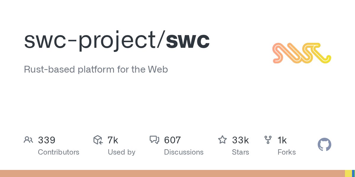 swc_rs's tweet card. Rust-based platform for the Web. Contribute to swc-project/swc development by creating an account on GitHub.