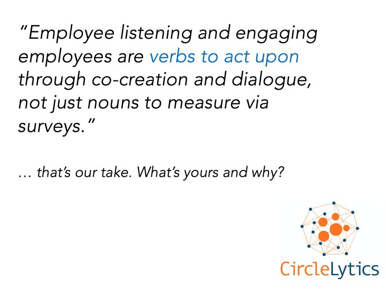 CircleLytics's tweet card. Managers, C-level, D-level, change managers, innovation directors, D&I managers: employee listening is NOT a survey, is NOT a report sent by HR, is NOT a check box. Employee listening is the corner...