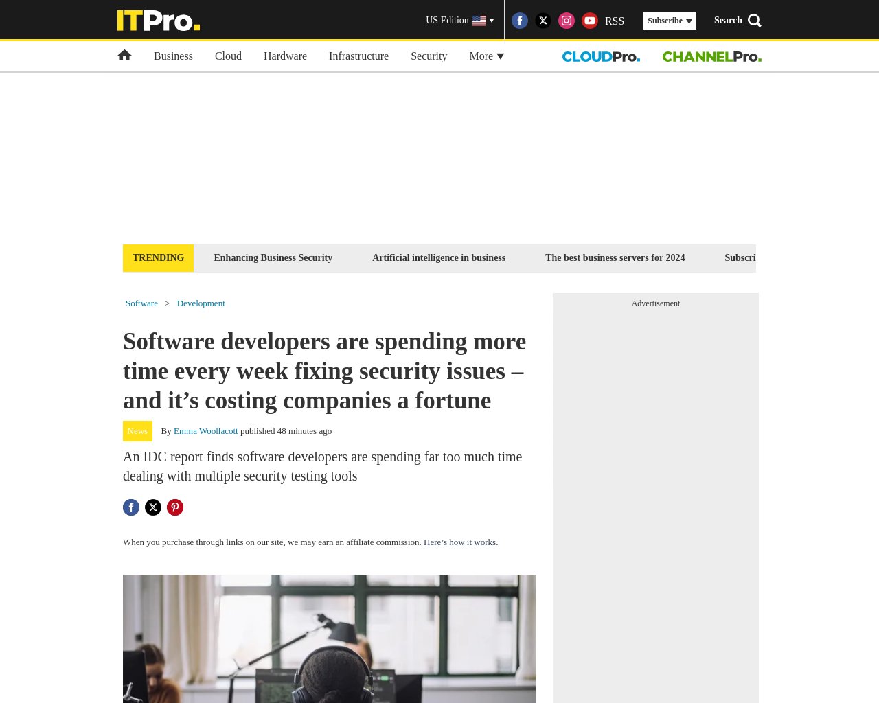 managetech_inc's tweet card. ソフトウェア開発者は、複数のセキュリティテストツールに対処するのに多くの時間を費やしている IDCの報告による