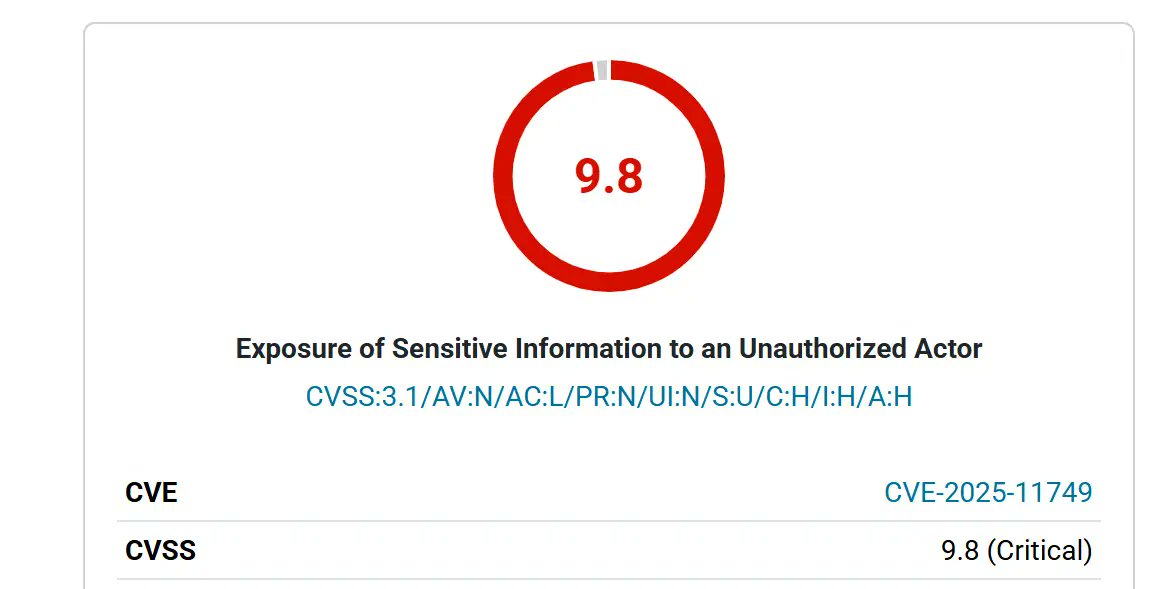 the_yellow_fall's tweet card. A Critical (CVSS 9.8) Auth Bypass in AI Engine is actively exploited. The flaw exposes the MCP bearer token via the REST API when No-Auth URL is enabled, allowing admin takeover.