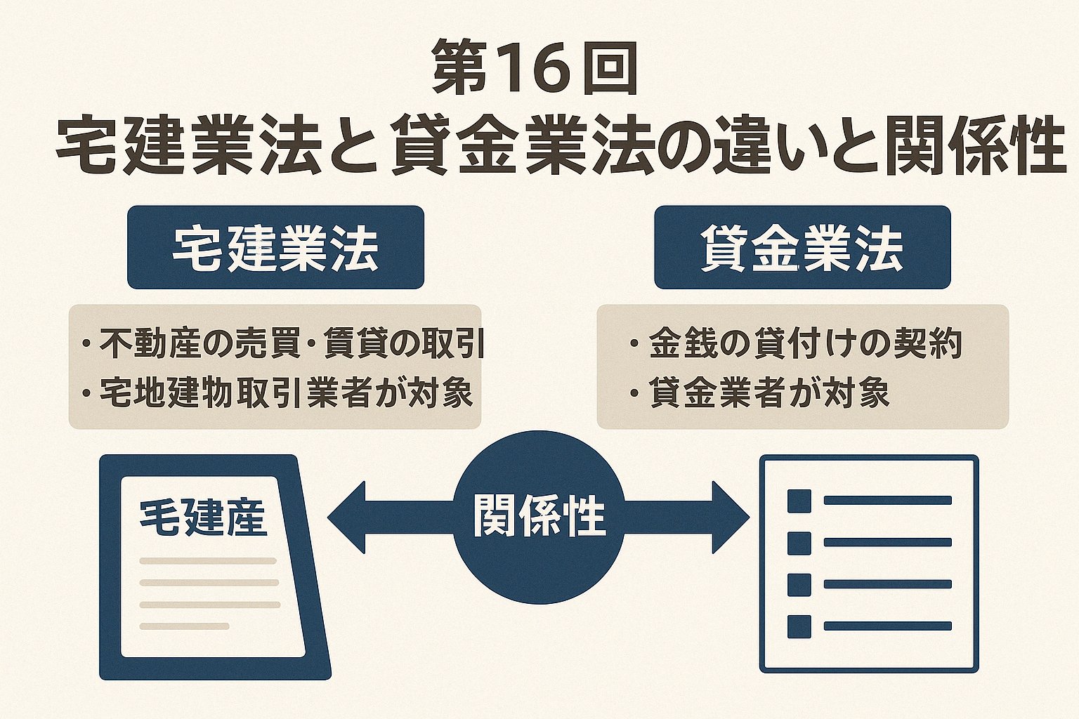 blog_webtec's tweet card. 「宅建業の免許を持っているから、住宅ローンも大丈夫」…そんな誤解が意外と多いのが現場です。不動産会社が注意すべきもう一つの法律、それが“貸金業法”です。 この記事では、宅建業法と貸金業法の違い、それぞれの目的や規制の範囲、そして住宅ローン業...