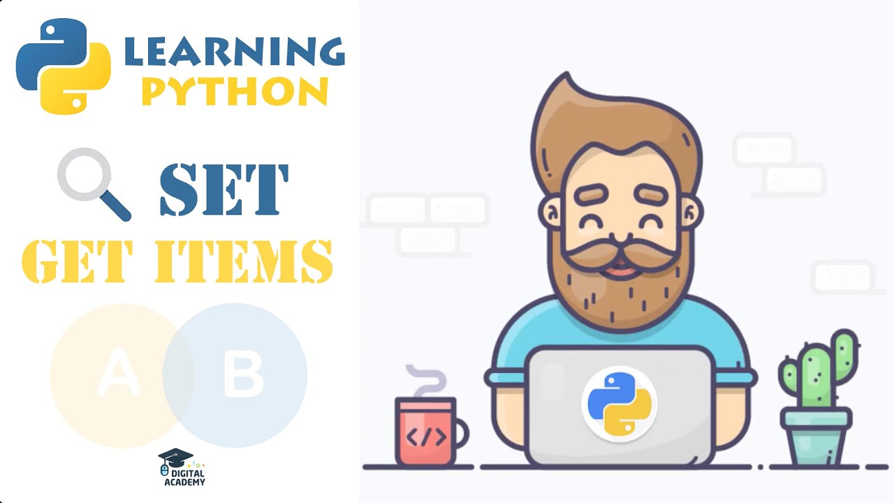 DigitalAcademyy's tweet card. How to Get Items from a Set in Python? (Method Pop) - Python Tutorial...