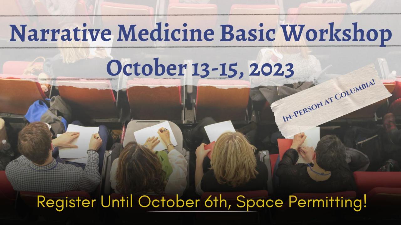 NarrativeMed's tweet card. Spend the weekend with us in New York for an immersive and intimate introduction to narrative medicine!