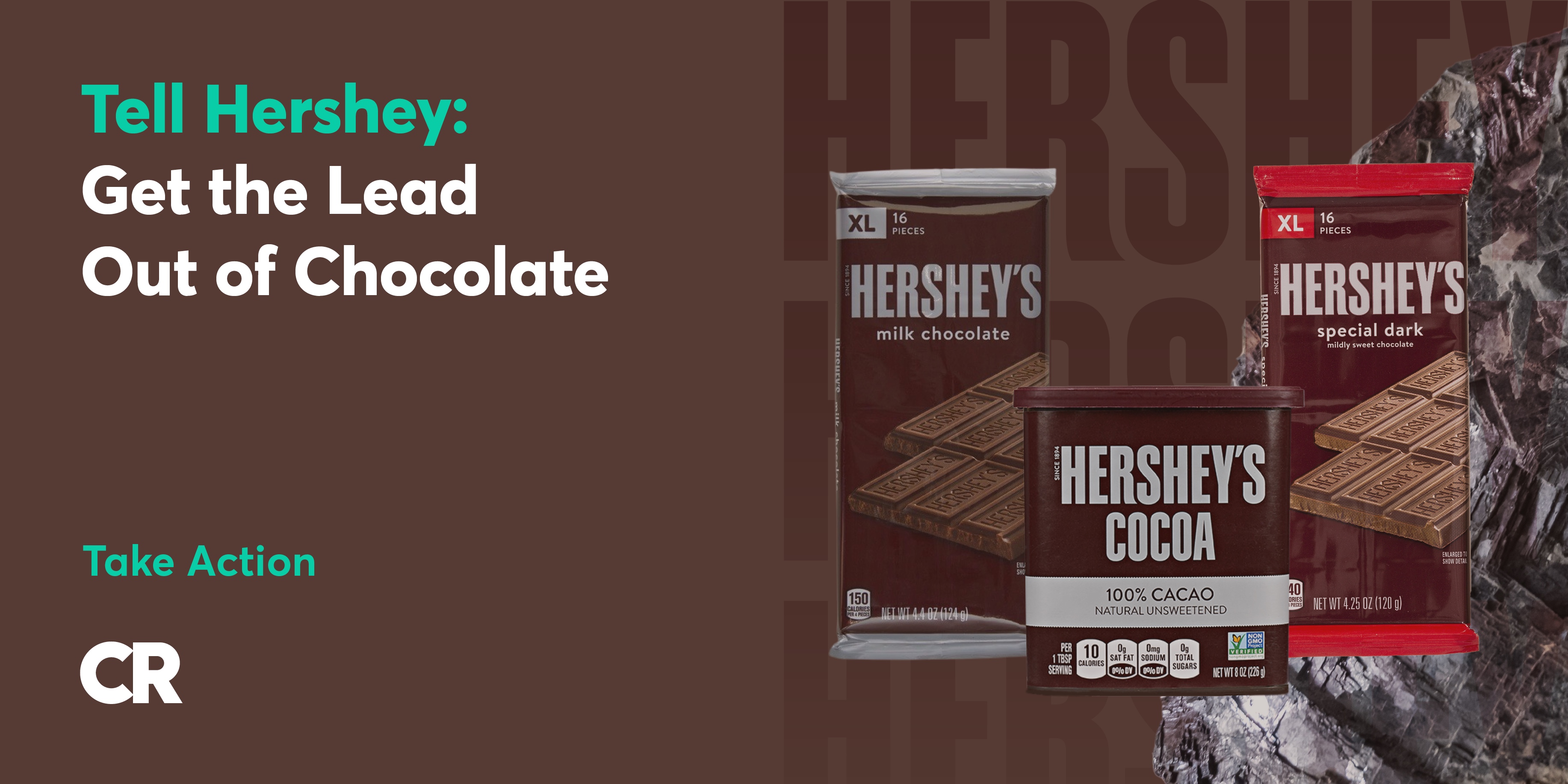 ReflectivPraxis's tweet card. Tell @HersheyCompany to commit to a timeline for reducing toxic heavy metals in its products! Our recent testing of chocolate products revealed concerning levels of lead in Hershey’s cocoa powder....