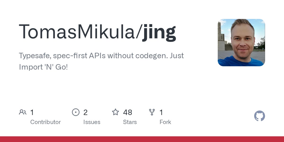 tomas_mikula's tweet card. Typesafe, spec-first APIs without codegen. Just Import 'N' Go! - TomasMikula/jing