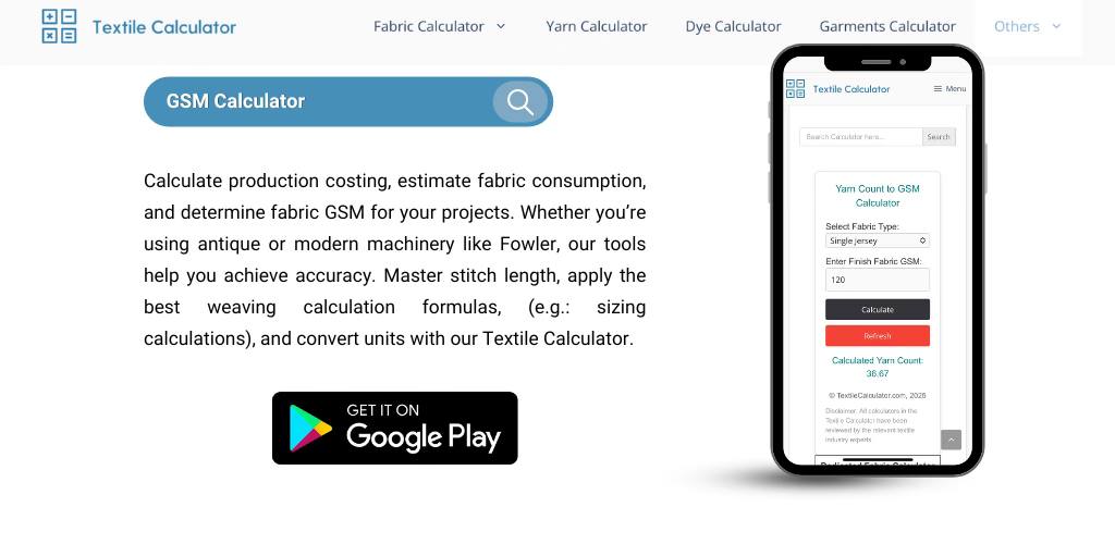 TexCalculator's tweet card. Looking for the best way to simplify complex textile calculations? The Textile Calculator App is here to revolutionize your workflow. Whether you’re